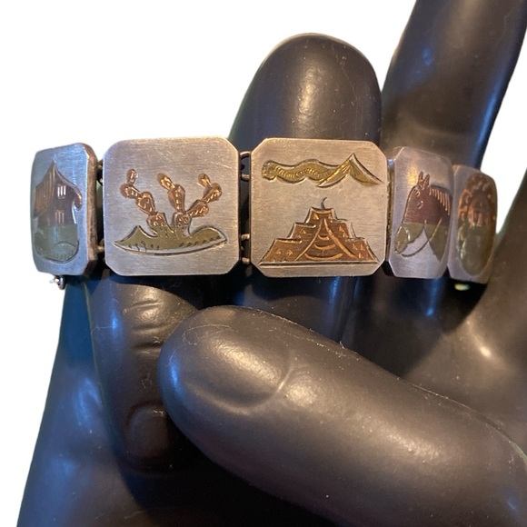Mexican Panel Bracelet. 925 Silver - Picture 2 of 6